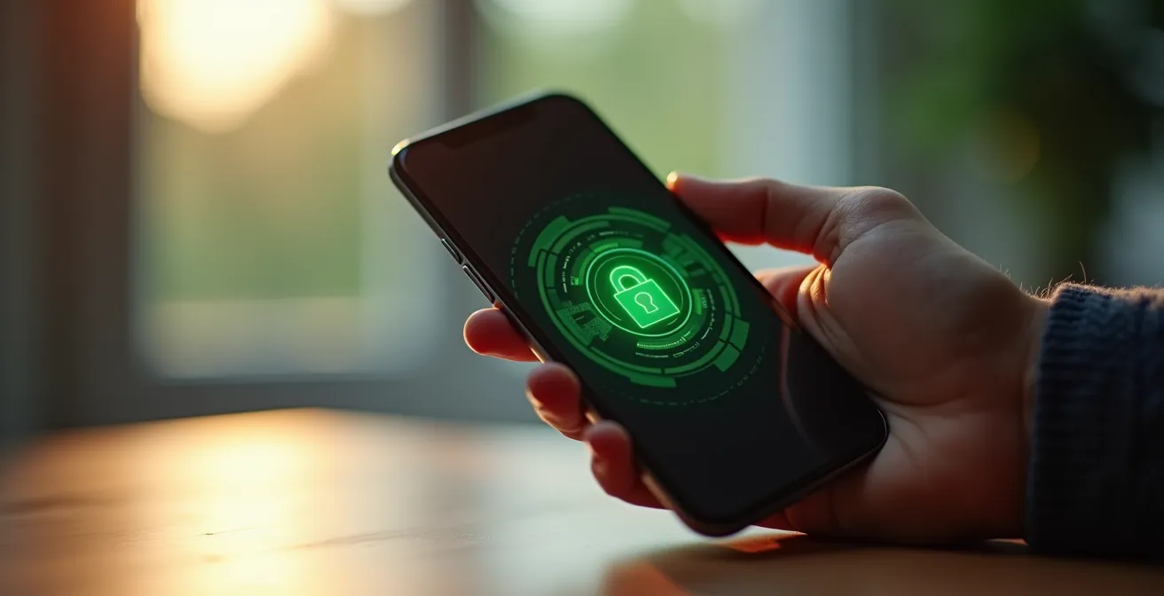 Main tenant smartphone pour vérifier avis parking sécurisé