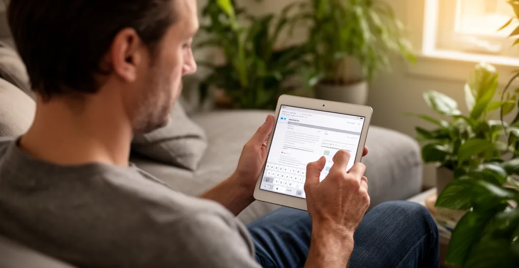 Personne analysant ses options d'assurance véhicule avec attention