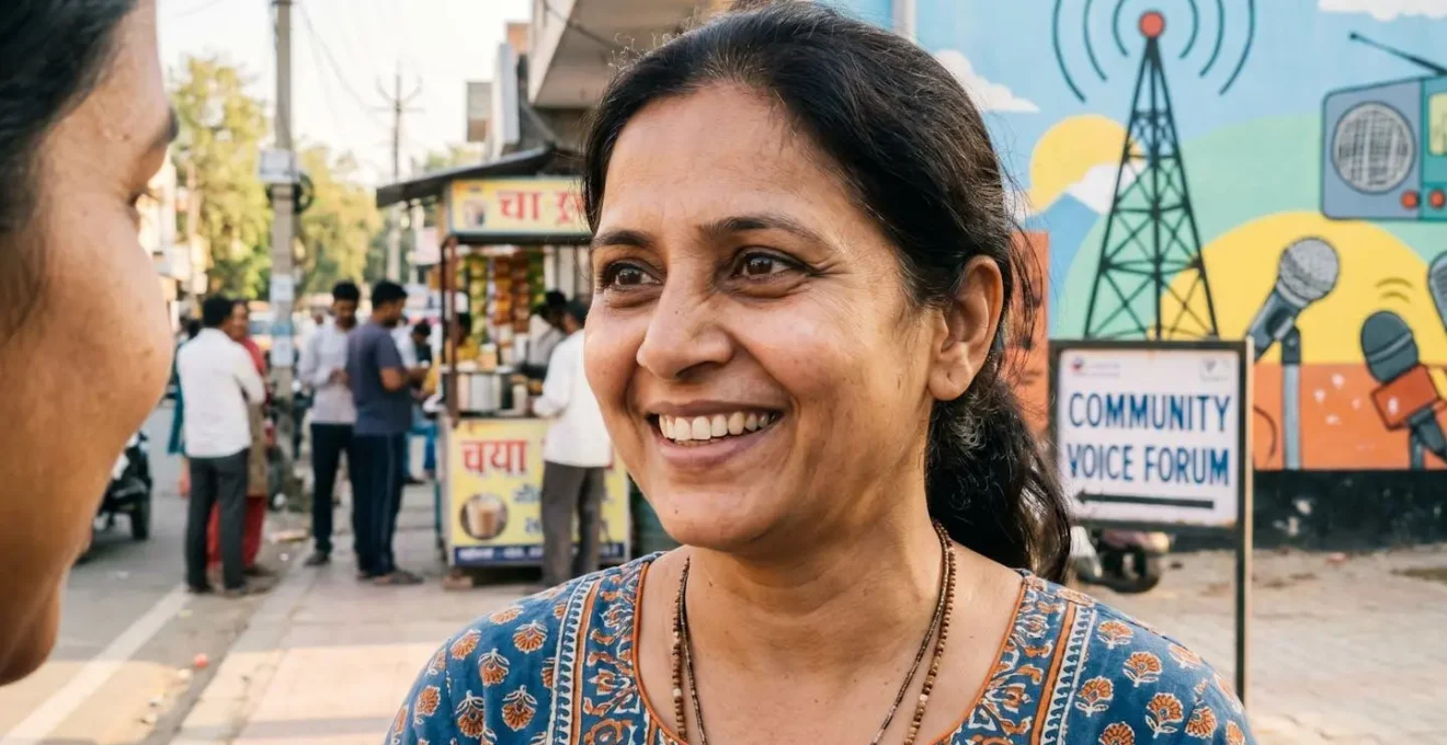 Femme souriant, regardant au loin, prothèse oculaire parfaitement réaliste.